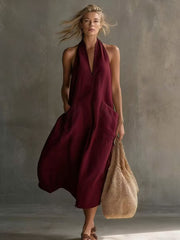 FLASH SALE - Effortless Linen Halter Dress | Free Delivery