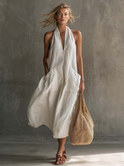FLASH SALE - Effortless Linen Halter Dress | Free Delivery
