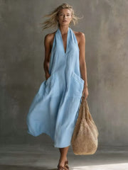 FLASH SALE - Effortless Linen Halter Dress | Free Delivery