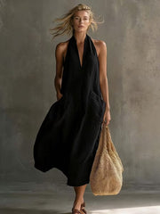 FLASH SALE - Effortless Linen Halter Dress | Free Delivery