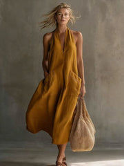 FLASH SALE - Effortless Linen Halter Dress | Free Delivery