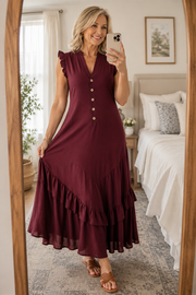 FLASH SALE - Elegant Ruffle Maxi Cotton Linen Dress | Free Delivery