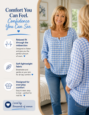 FLASH SALE - Effortless Plaid Cotton Linen Blouse | Free Delivery