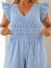 FLASH SALE - Effortless Striped Ruffle Sleeve Maxi Dress | Tracked Shipping