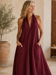 FLASH SALE - Effortless Linen Halter Dress | Free Delivery