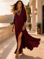 FLASH SALE - One-Shoulder Slit Maxi Dress | Free Delivery