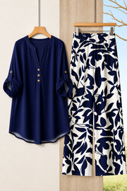 FLASH SALE - Printed Loose Top & Wide-Leg Pants Set | Free Delivery