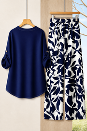 FLASH SALE - Printed Loose Top & Wide-Leg Pants Set | Free Delivery