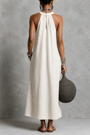FLASH SALE - Effortless Halter Maxi Cotton Linen Dress